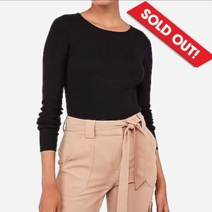 Express Fitted Ribbed Crewneck Black Sweater